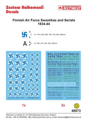 Techmod 48073 - Finnish Air Force Swastikas and Serials 1934-44 1/48 – zdjęcie 2