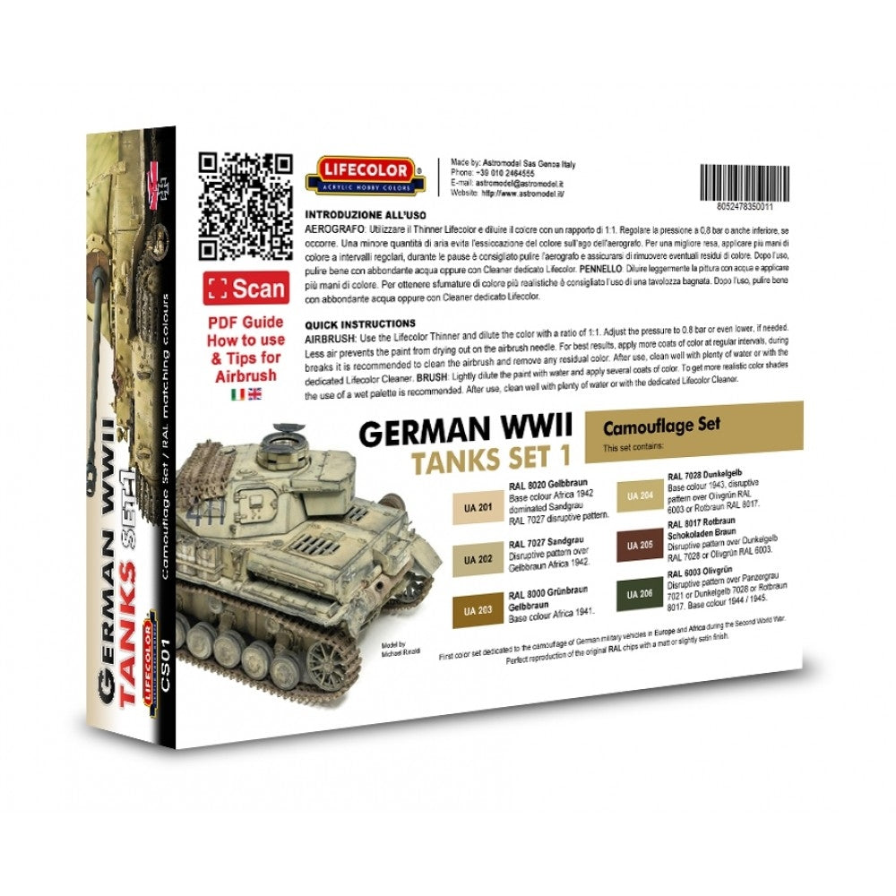 Lifecolor CS01 Acrylic paint set German Tanks WWII Set 1 6x22ml – zdjęcie 2