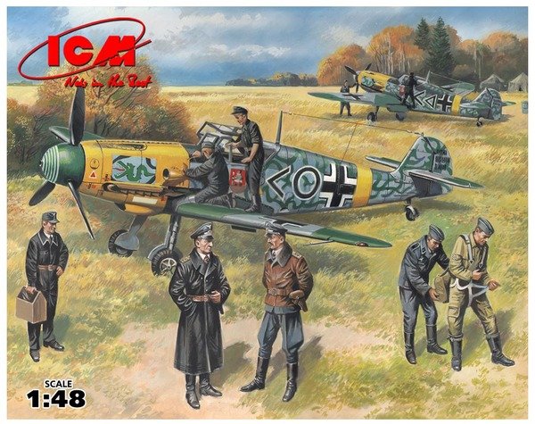 ICM 48803 Chasseur allemand Messerschmitt Bf 109 F-2 de la Seconde Guerre mondiale avec pilotes allemands (1/48)
