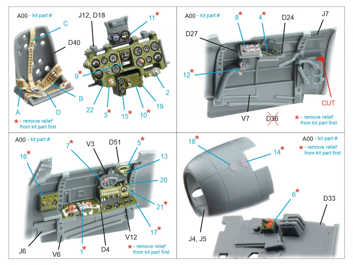 Quinta Studio QD48609 A6M5 Zero (Mitsubishi Production) 3D-Printed &amp;amp; coloured Interior on decal paper (Eduard) 1/48 – zdjęcie 2