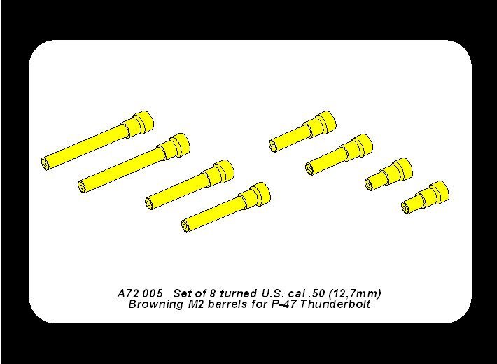 Aber A72 005 Set of 8 turned cal .50 (12,7mm) U.S. Browning M2 barrels for P-47 Thunderbolt 1/72 – zdjęcie 7