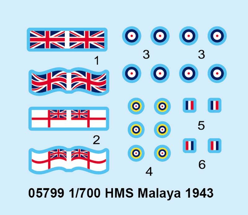 Trumpeter 05799 HMS MALAYA 1943 1/700 – zdjęcie 5