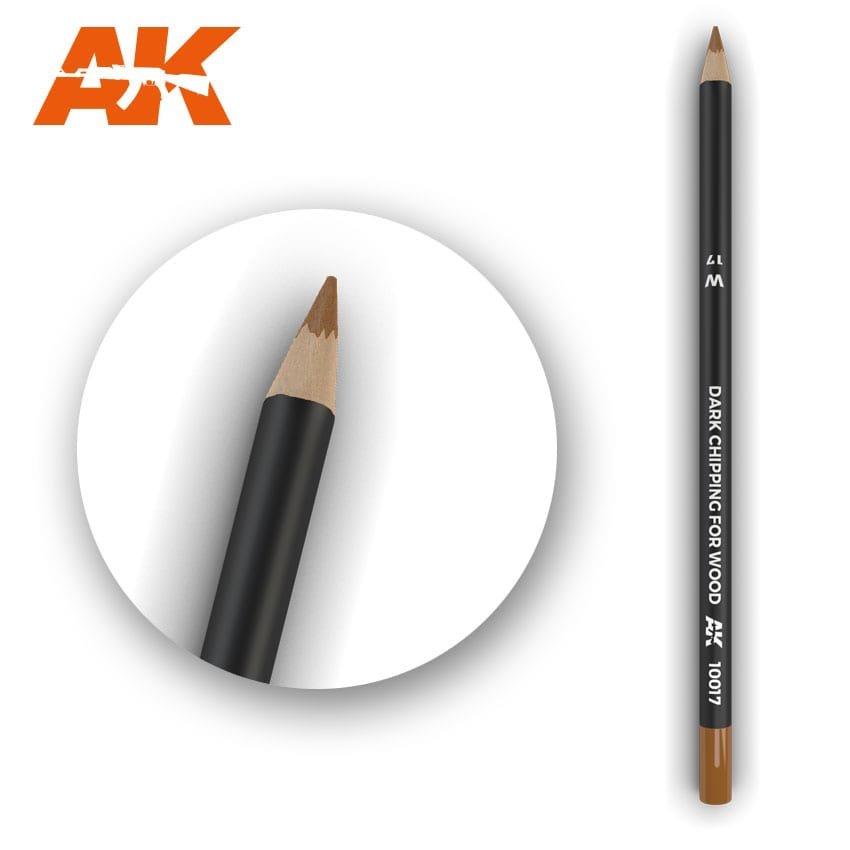 AK Interactive AK10017 Watercolor Pencil DARK CHIPPING FOR WOOD