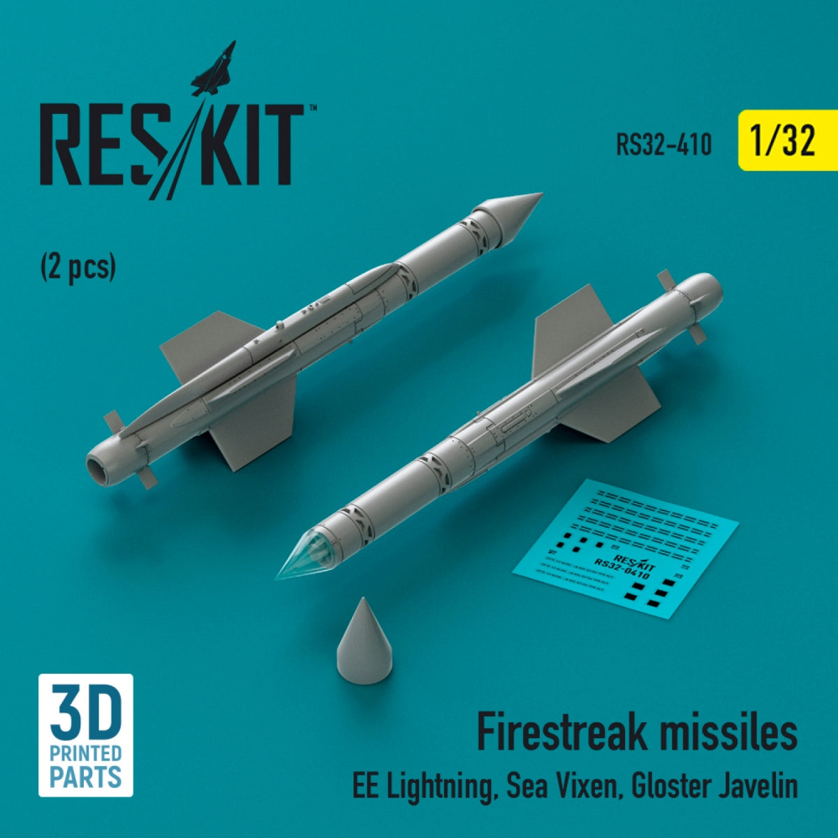 RESKIT RS32-0410 Firestreak missiles (2 pcs) (3D Printed) 1/32 – image 2