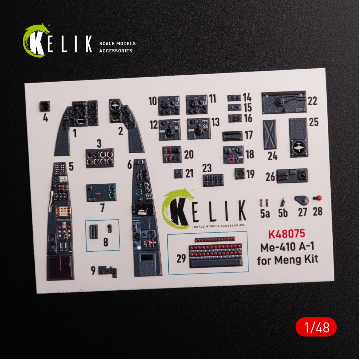 KELIK K48075 Messerschmitt Me-410 A1 interior 3D decals for Meng Model kit 1/48 – zdjęcie 2