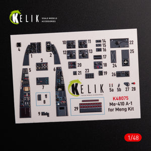KELIK K48075 Messerschmitt Me-410 A1 interior 3D decals for Meng Model kit 1/48 – zdjęcie 2