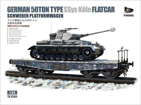T-Model TK3504 German 50-ton Type SSys Köln Flatcar (Schwerer Platformwagen) 1/35