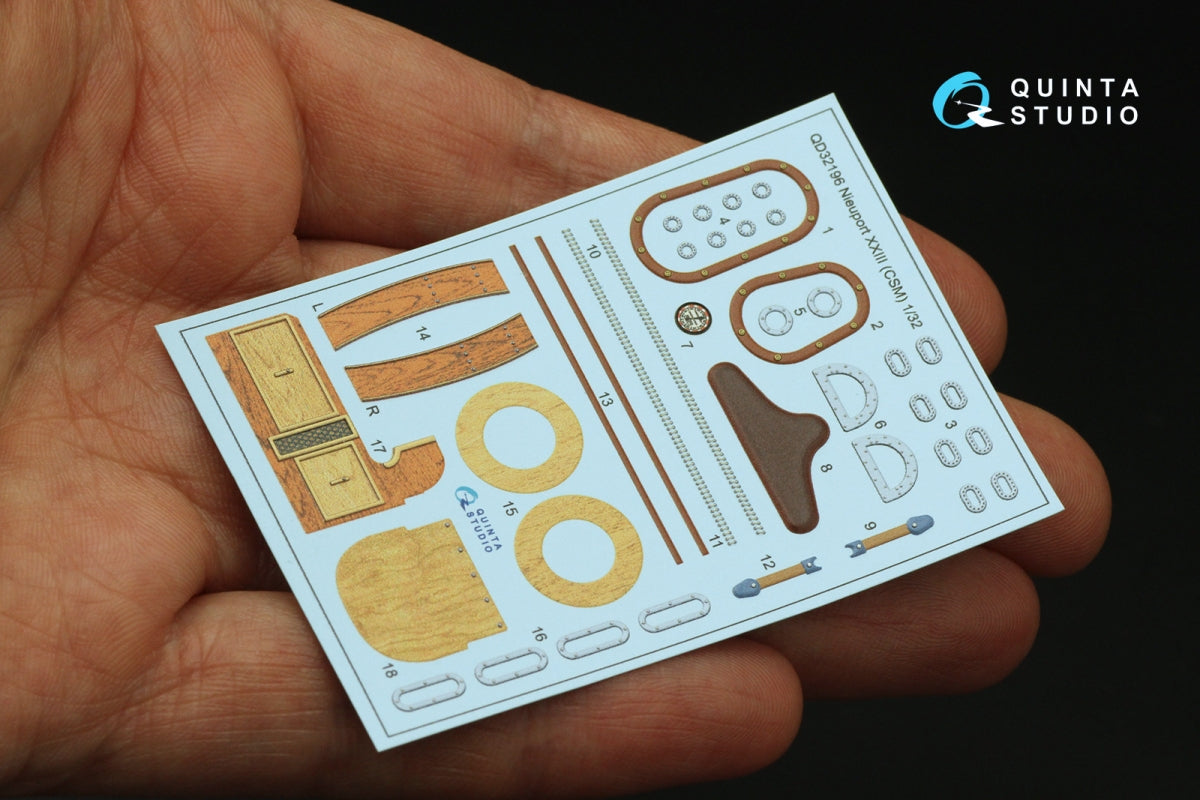 Quinta Studio QD32196 Nieuport XXIII 3D-Printed coloured Interior on decal paper (CSM) 1/32 – zdjęcie 3