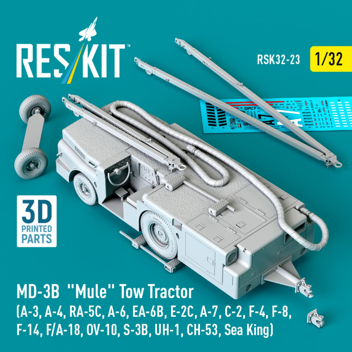 RESKIT RSK32-0023 MD-3B "Mule" Tow Tractor (3D Printed model kit) 1/32