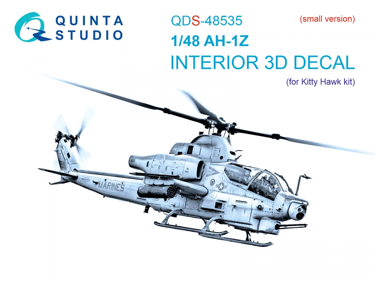 Quinta Studio QDS-48535 AH-1Z Zulu Cobra/Viper 3D-Printed &amp;amp; coloured Interior on decal paper (KittyHawk) (small version) 1/48