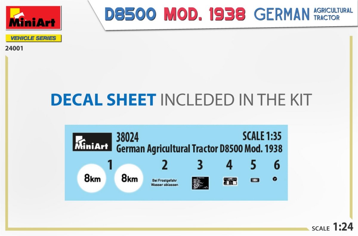 MiniArt 24001 GERMAN AGRICULTURAL TRACTOR D8500 MOD. 1938 1/24 – zdjęcie 4