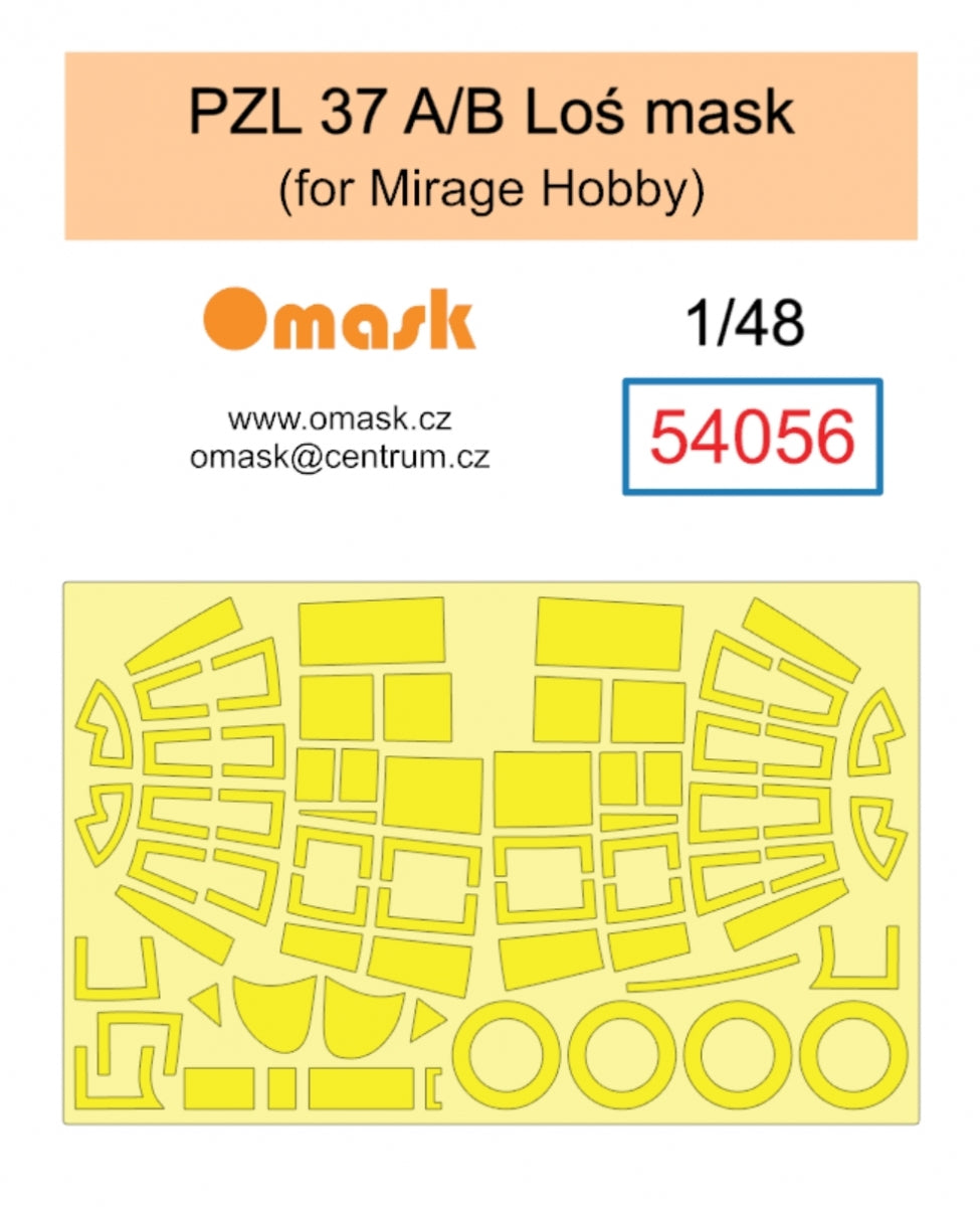 Omask 54056 PZL 37 A/B Łoś mask (for Mirage Hobby) 1/48
