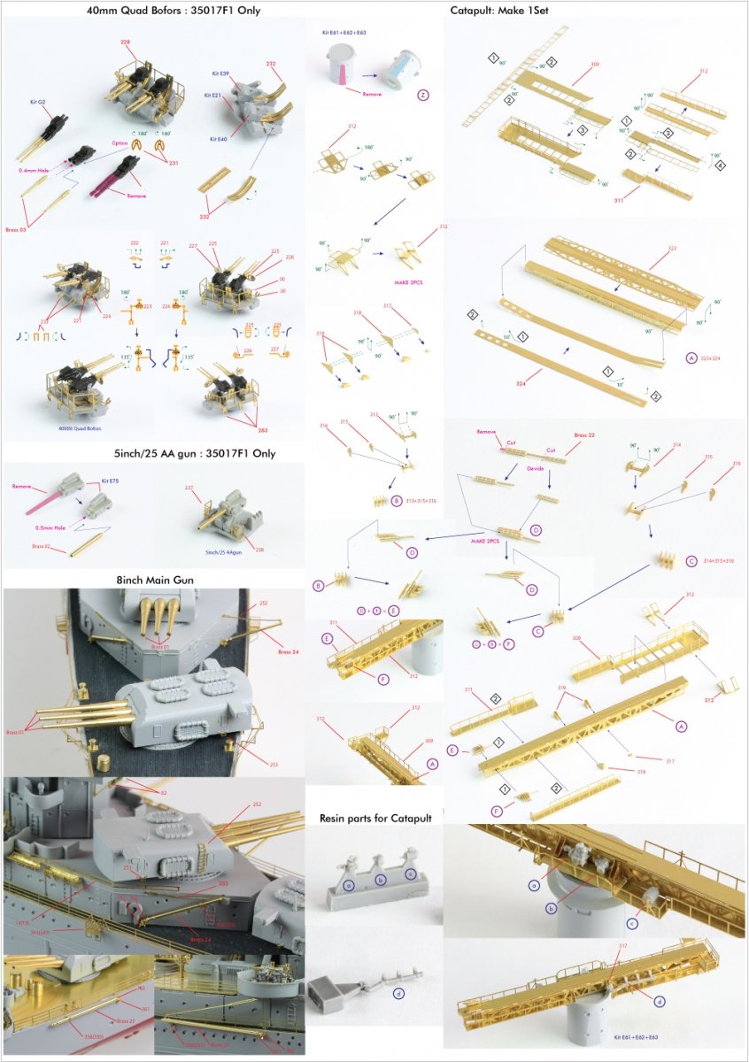 Pontos 37017F1 USS CA-35 Indianapolis 1945 Detail Up Set ADVANCED 1/350 – zdjęcie 7