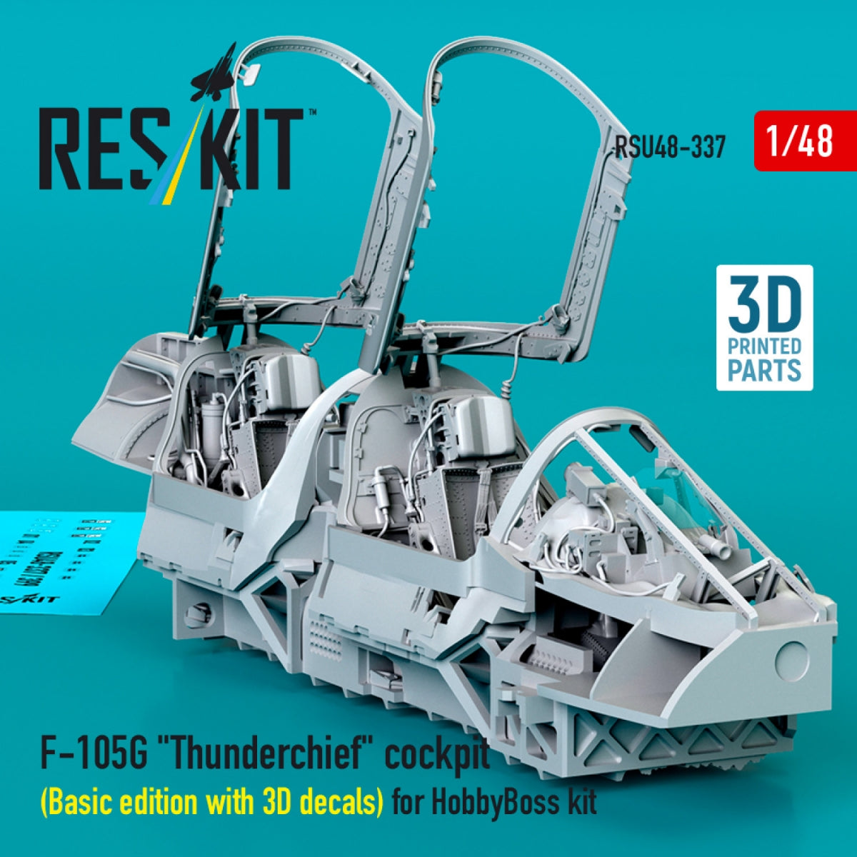 RESKIT RSU48-0337 F-105G &amp;quot;Thunderchief&amp;quot; cockpit (Basic edition with 3D decals) for HobbyBoss kit (3D Printed) 1/48 – zdjęcie 2