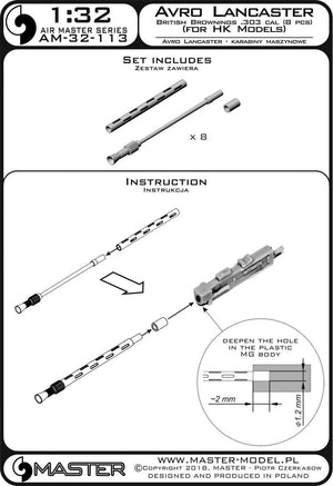 Master AM-32-113 Avro Lancaster - Browning .303cal machine gun set (8 pcs.) (for HK Models) 1/32 – image 5