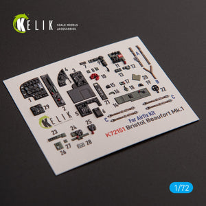 KELIK K72151 Bristol Beaufort Mk.1 - interior 3D decals for Airfix kit 1/72 – zdjęcie 2