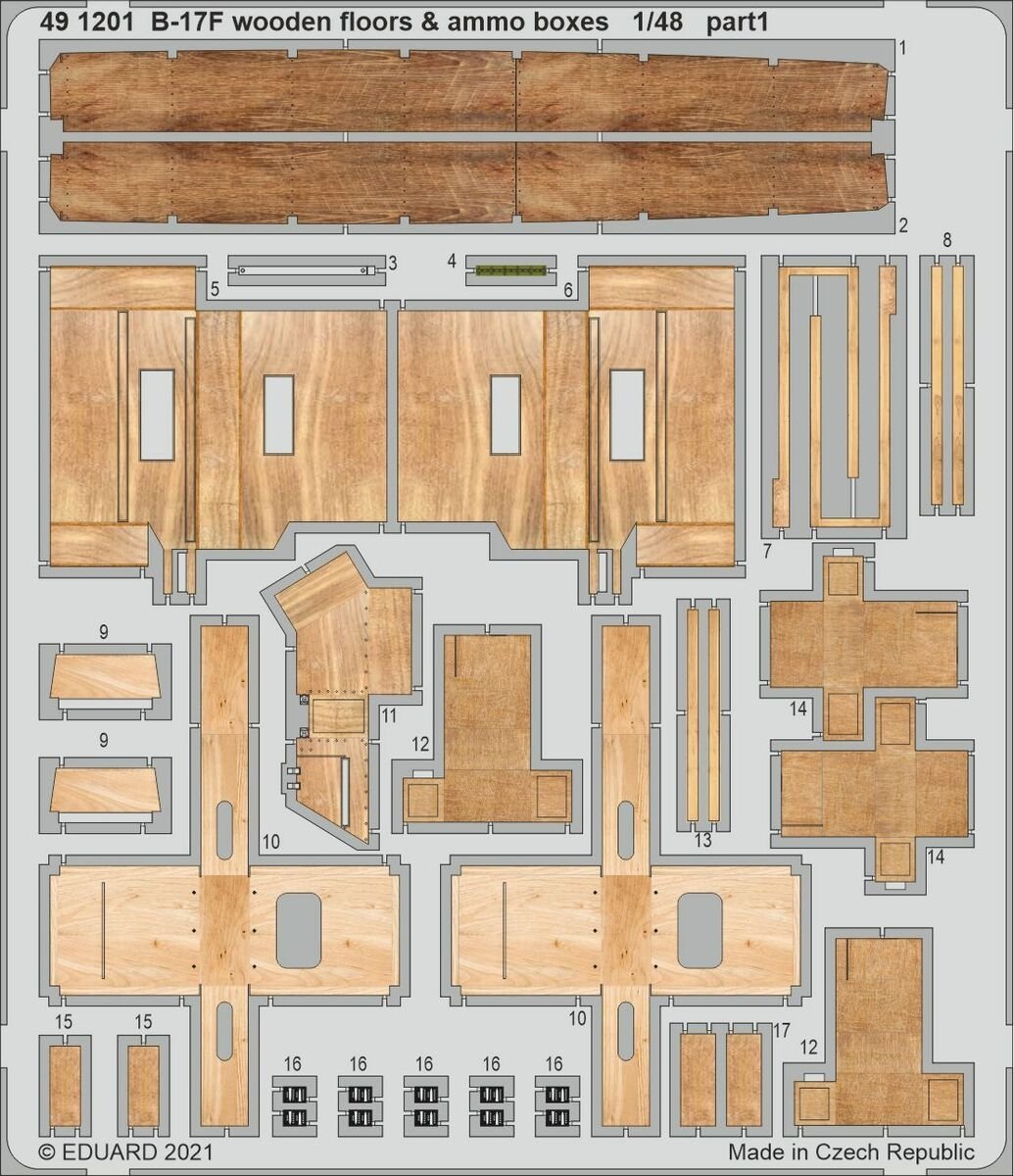 Eduard 491201 B-17F wooden floors &amp;amp; ammo boxes HK Models 1/48