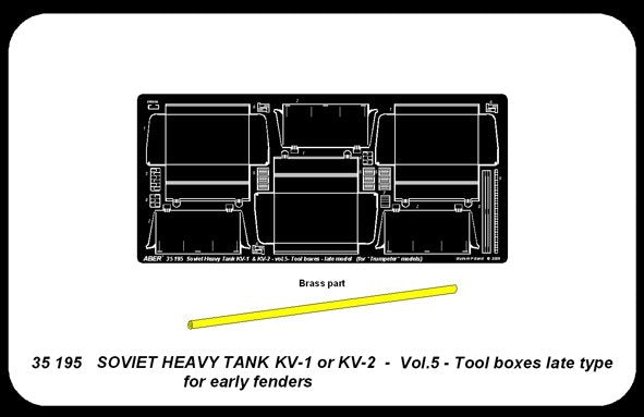 Aber 35195 Russian heavy tank KV-1, KV-2 - vol. 5 - additional set - tool boxes late type for early fenders 1/35 – zdjęcie 3