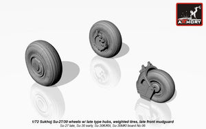 Armory Models AW72033 Sukhoj Su-27/30 Flanker wheels w/ late type hubs, weighted tires, late front mudguard 1/72