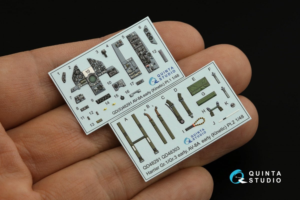 Quinta Studio QD48291 AV-8A Early 3D-Printed &amp;amp; coloured Interior on decal paper (Kinetic) 1/48 – zdjęcie 2