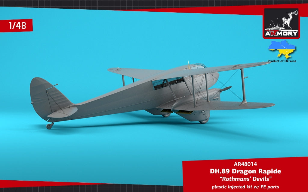 Armory Models 48014 DH.89 Dragon Rapide, Short-Haul Airliner / Multipurpose Aircraft, “Rothmans' Devils” liveries 1/48