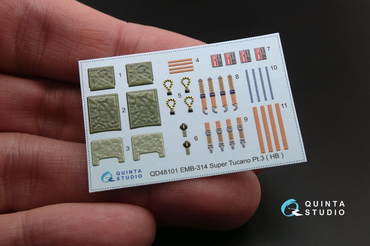Quinta Studio QD48101 EMB-314 Super Tucano 3D-Printed &amp;amp; colored Interior on decal paper (for HobbyBoss kit) 1/48 – image 3