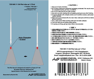 HobbyDecal MT72014V1 F-104 Pitot tube set 1/72 – zdjęcie 2