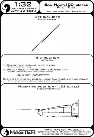 Master AM-32-089 BAE Systems Hawk 100 - Pilot Tube 1/32 – image 3