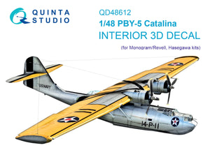 Quinta Studio QD48612 PBY-5 Catalina 3D-Printed &amp;amp; colored Interior on decal paper (Revell/Monogram) 1/48