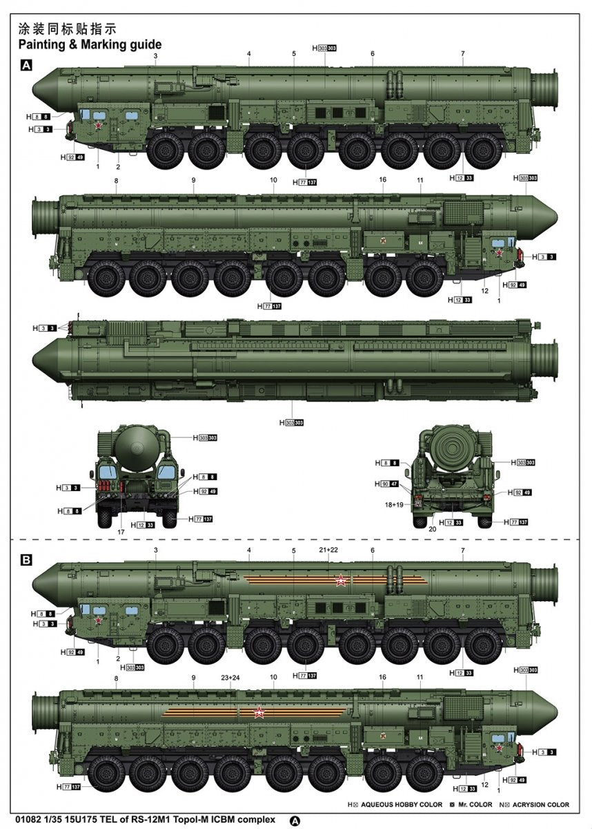 Trumpeter 01082 15U175 TEL of RS-12M1 Topol-M ICBM complex 1/35 – zdjęcie 29