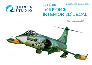 Quinta Studio QD48063 F-104G 3D-Printed &amp;amp; coloured Interior on decal paper (for Hasegawa kit) 1/48