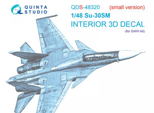 Quinta Studio QDS-48320 Su-30SM 3D-Printed &amp;amp; colored Interior on decal paper (GWH) (Small version) 1/48