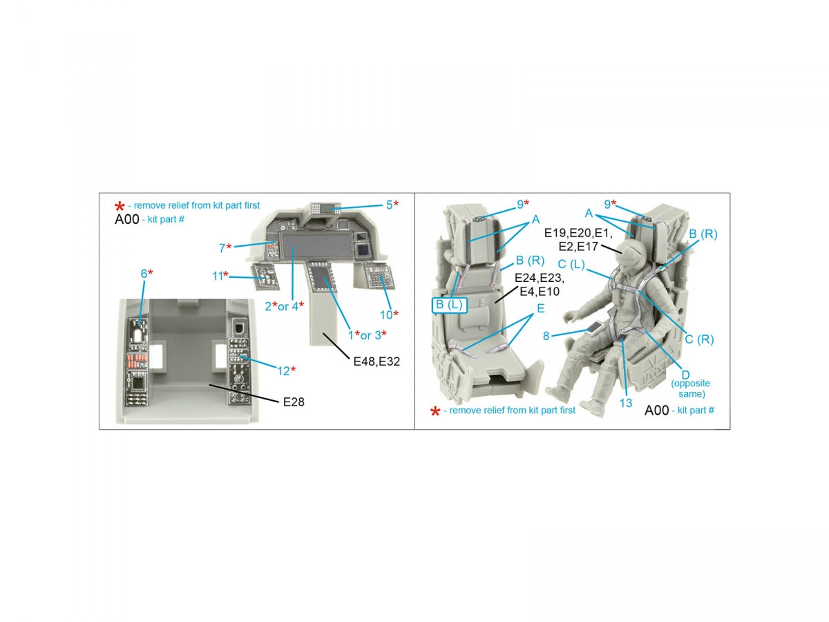 Quinta Studio QD48441 J-20 3D-Printed colored Interior on decal paper (Meng) 1/48 – image 2