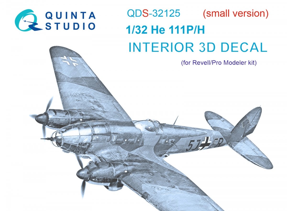 Quinta Studio QDS-32125 He 111 P/H 3D-Printed & coloured Interior on decal paper (Revell/ProModeler) (small version) 1/32