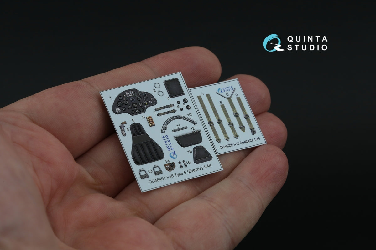 Quinta Studio QD48491 I-16 3D-Printed coloured Interior on decal paper (for Zvezda kit) 1/48 – Bild 9