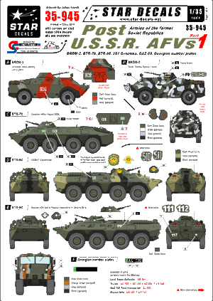 Star Decals 35-945 Post U.S.S.R. AFVs 1 1/35
