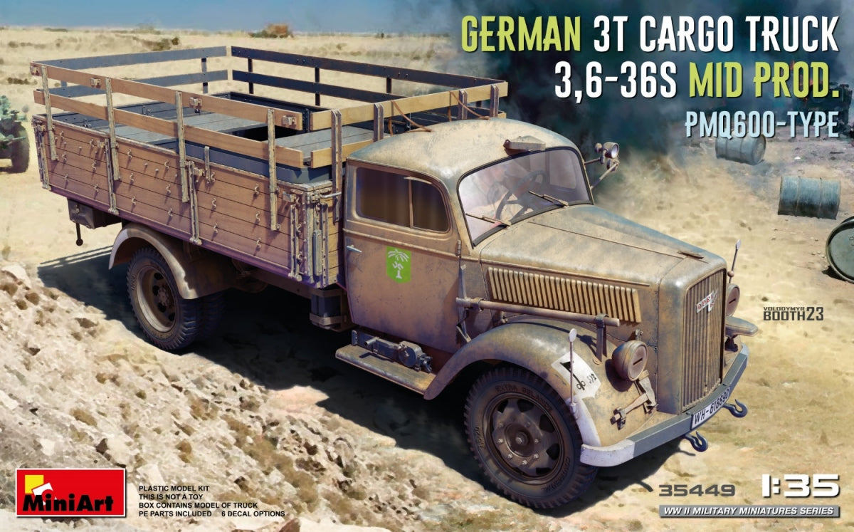Miniart 35449 GERMAN 3T CARGO TRUCK 3.6-36S MID PROD. PMQ600-TYPE 1/35