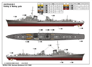 Trumpeter 05792 German Zerstorer Z-21 1940 1/700 – zdjęcie 6