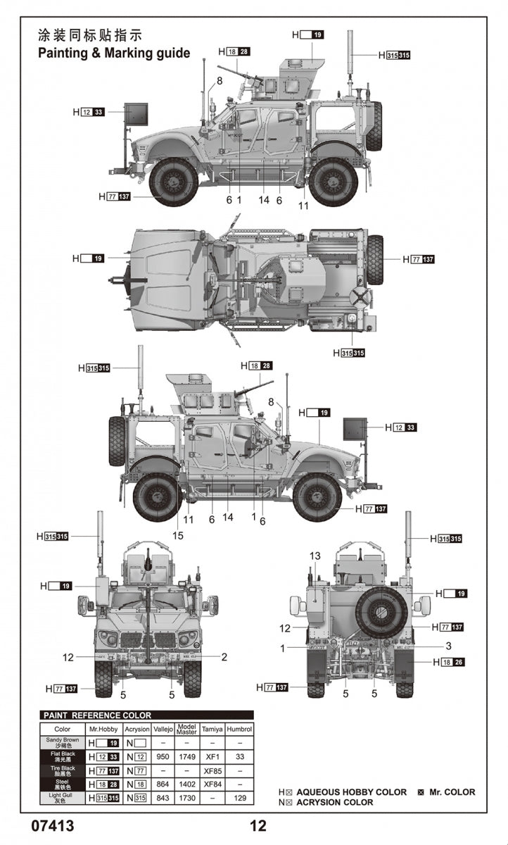 Trumpeter 07413 US M1240 M-ATV MRAP 1/72 – zdjęcie 5