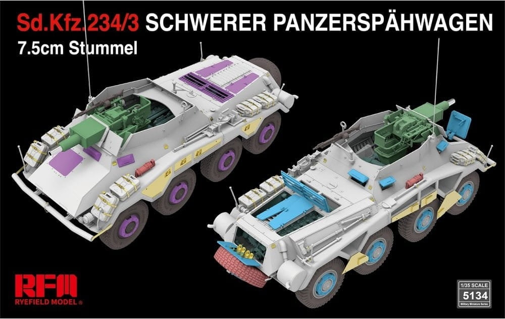 Rye Field Model 5134 Sd.Kfz. 234/3 Schwerer Panzerspahwagen 7.5cm Stummel 1/35 – zdjęcie 3