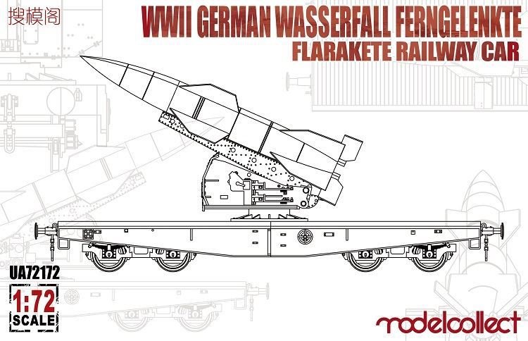 Modelcollect UA72172 WWII German Wasserfall Ferngelenkte Flarakete Railway Car 1/72
