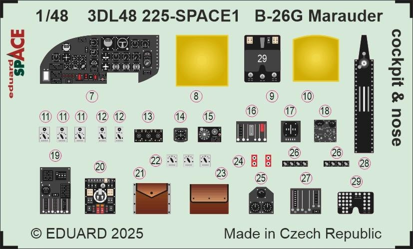 Eduard 3DL48225 B-26G Marauder cockpit &amp;amp; nose SPACE ICM 1/48 – zdjęcie 3