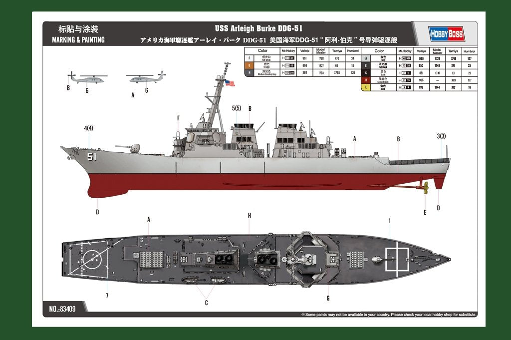 Hobby Boss 83409 USS Arleigh Burke DDG-51 1/700 – immagine 3