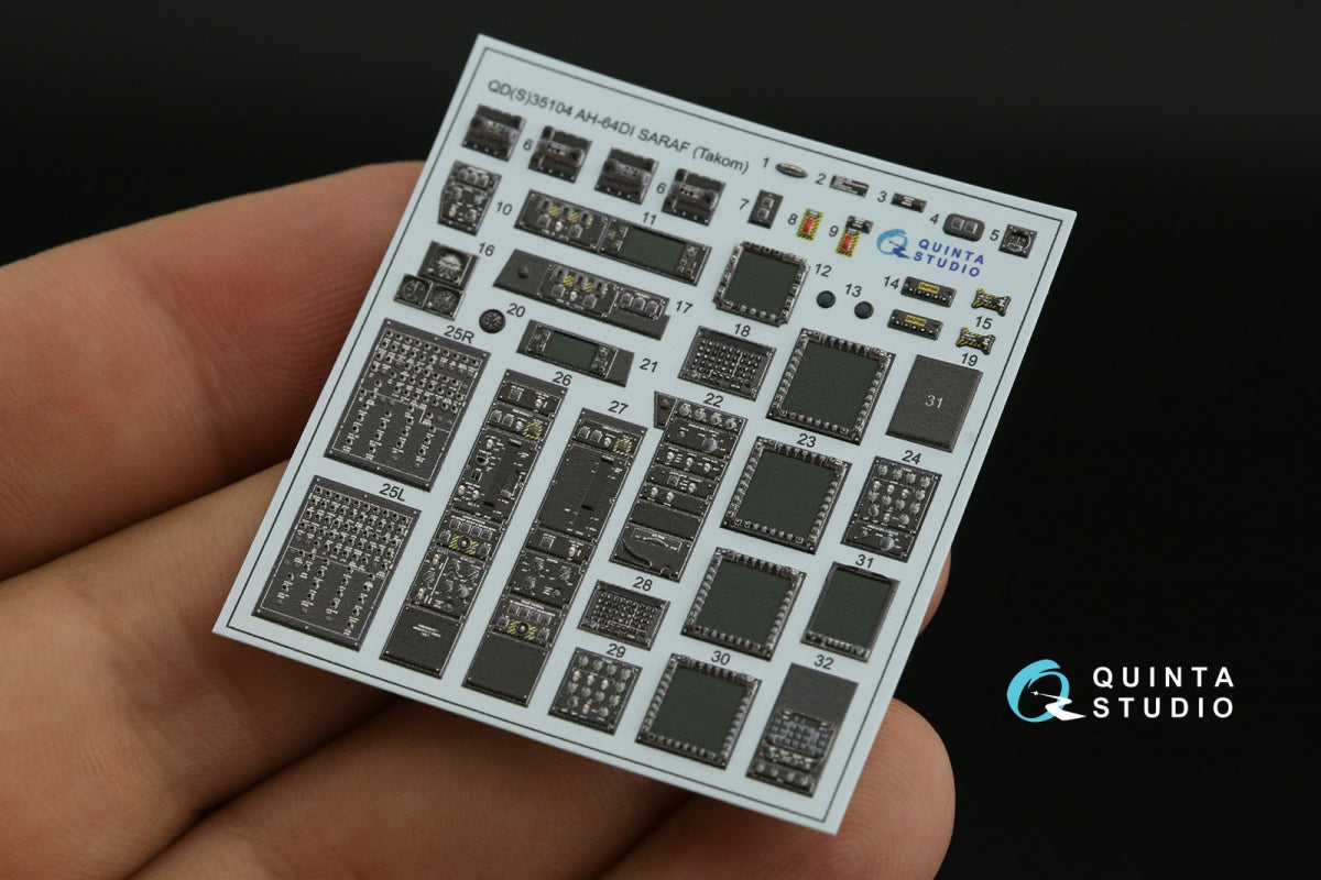 Quinta Studio QDS-35104 AH-64DI Saraf 3D-Printed &amp;amp; coloured Interior on decal paper (Takom) (Small version) 1/35 – zdjęcie 7