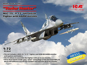 ICM 72143 Radar Hunter MiG-29 “9-13” Ukrainian Fighter with HARM missiles 1/72
