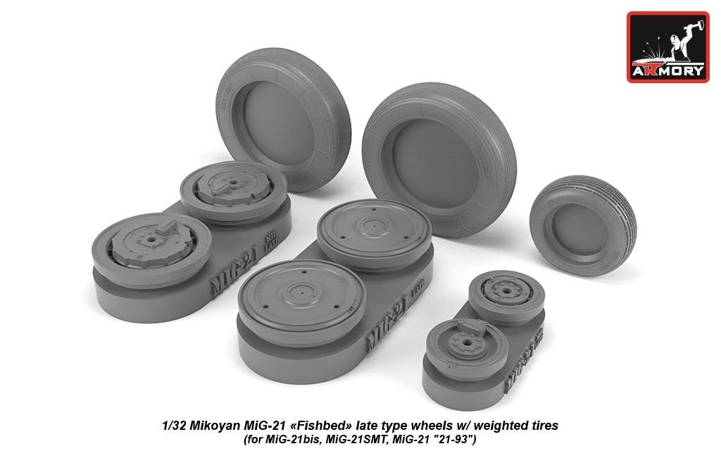 Armory Models AW32011 Mikoyan MiG-21 Fishbed wheels w/ weighted tires, late 1/32 – zdjęcie 2