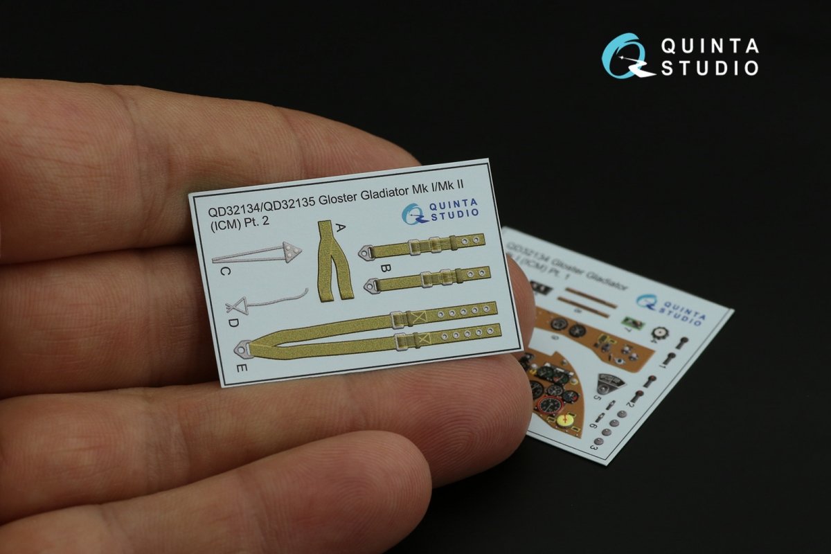 Quinta Studio QD32134 Gloster Gladiator Mk I 3D-Printed &amp;amp; colored Interior on decal paper (ICM) 1/32 – image 4