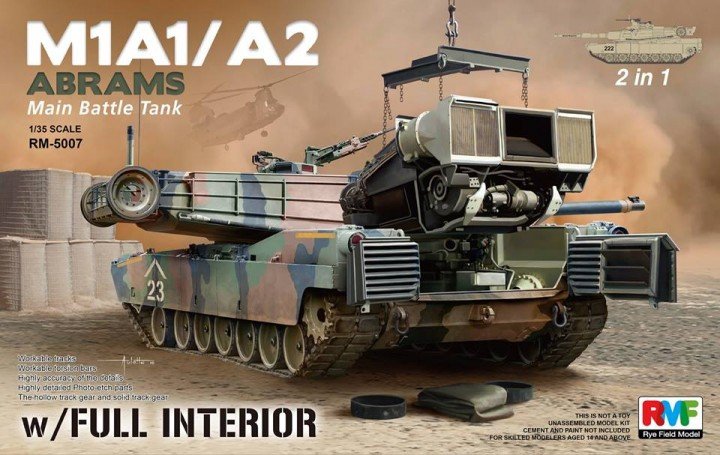 Maquette Rye Field 5007 M1A1/M1A2 avec intérieur complet, échelle 1/35
