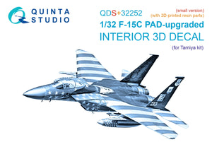 Quinta Studio QDS+32252 F-15C PAD-upgraded 3D-Printed &amp;amp; coloured Interior on decal paper (Tamiya) (Small version) (with 3D-printed resin parts) 1/32