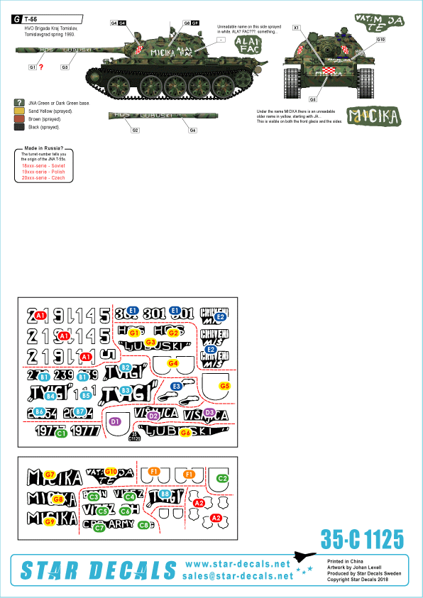 Star Decals 35-C1125 HVO - Hrvatsko Vijece Obrane (Croat). T-55 and T-55A 1992-95 1/35 – zdjęcie 2